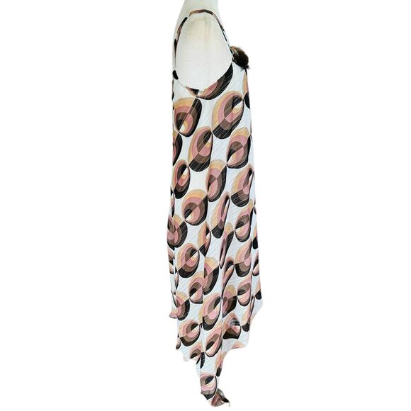 Adrienne Bui Boho Dress Medium Beaded Feather Asymmetric Indie Hippie Mod Resort - Picture 10 of 14